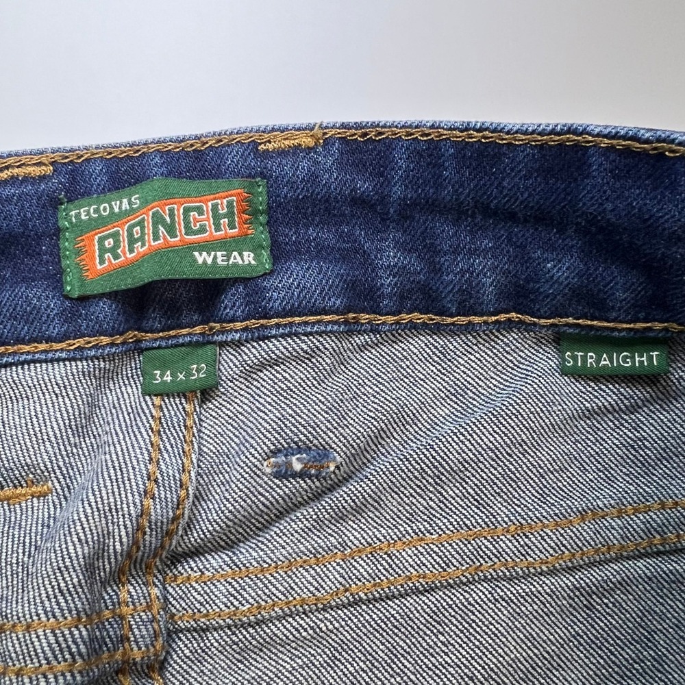 Tecovas Ranchwear Straight Leg Jeans Mens 34x32 Dark Blue Premium Denim - Picture 3 of 12